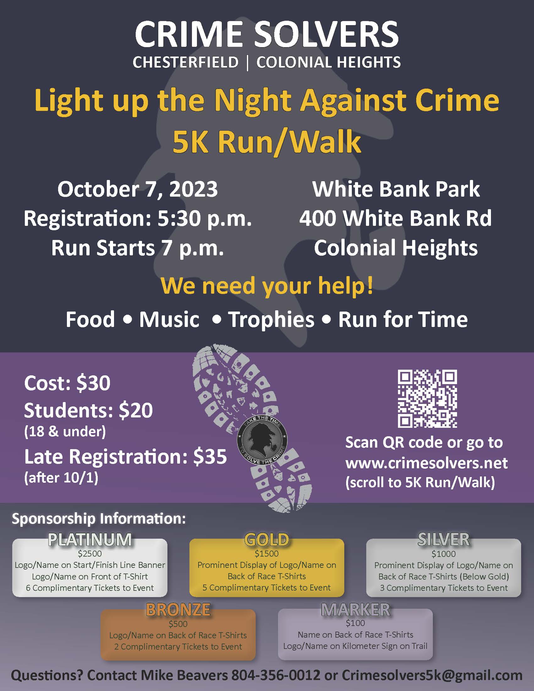 Crime Solvers Light Up the Night Against Crime 5K Poster - 2023